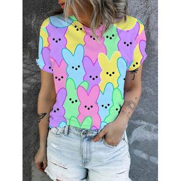 Easter Colored Bunny Short Sleeve T-Shirt
