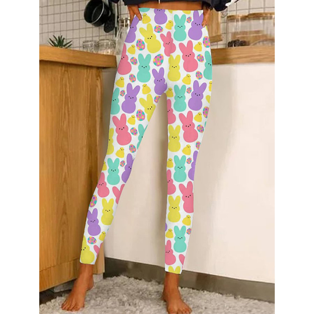 Easter Colorful Bunny Casual Leggings