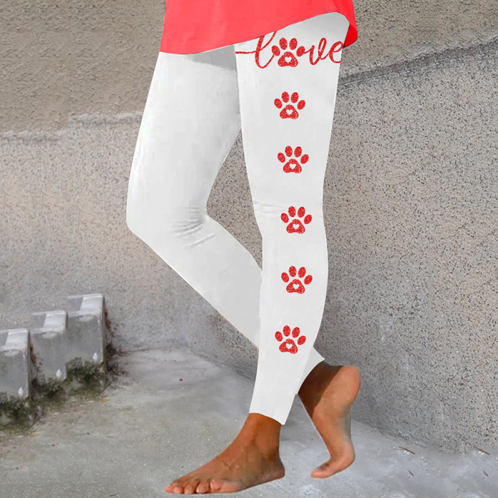 Love Dog Paw Print Casual Leggings