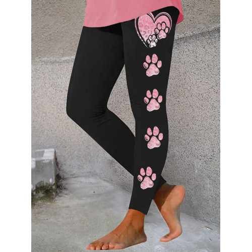 Skinny Sequined Leopard Paw Print Leggings
