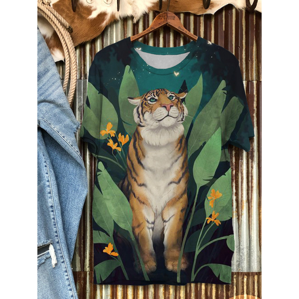 Tiger Grove Art Crew Neck Short Sleeve T Shirt