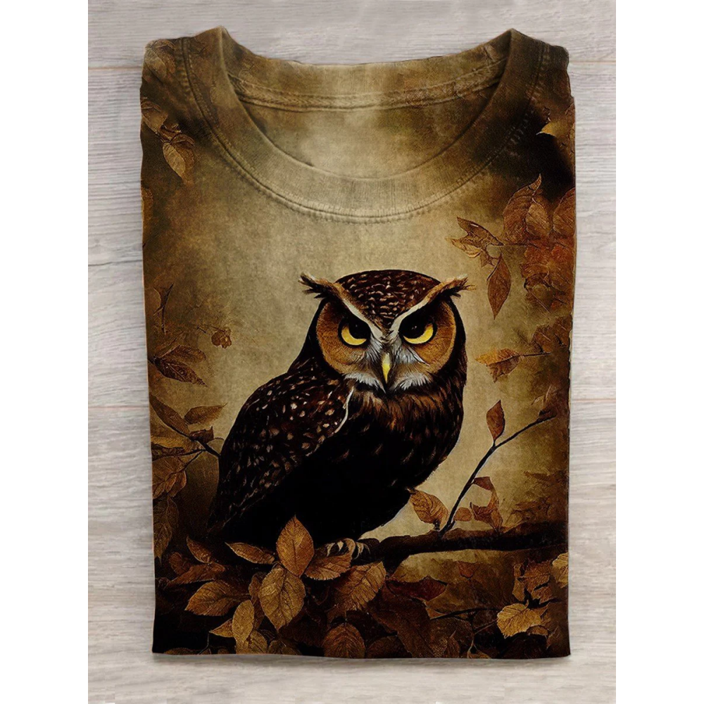 Unisex Halloween Owl Print Casual T-Shirt