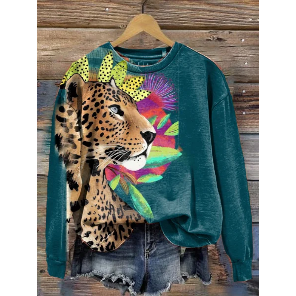 Women's Animal Print Long Sleeve Sweatshirt