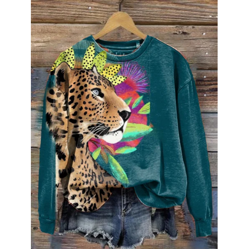 Women's Animal Print Long Sleeve Sweatshirt