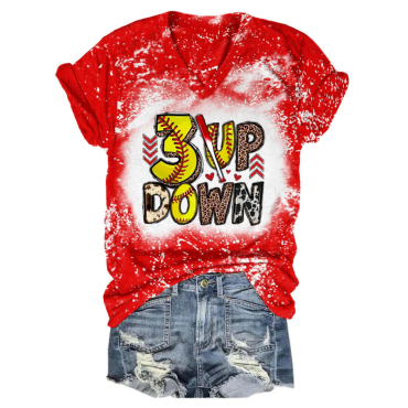 3 Up Down Tie Dye V Neck T-Shirt
