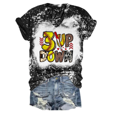 3 Up Down Tie Dye V Neck T-Shirt