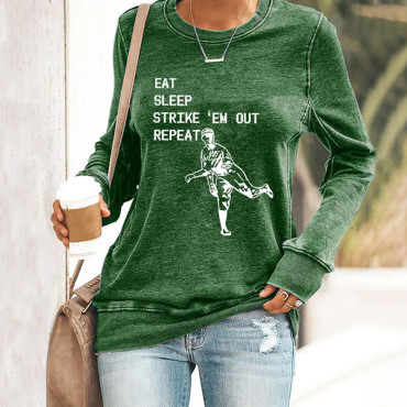 Baseball Eat, Sleep, Strike 'Em Out Print Sweatshirt
