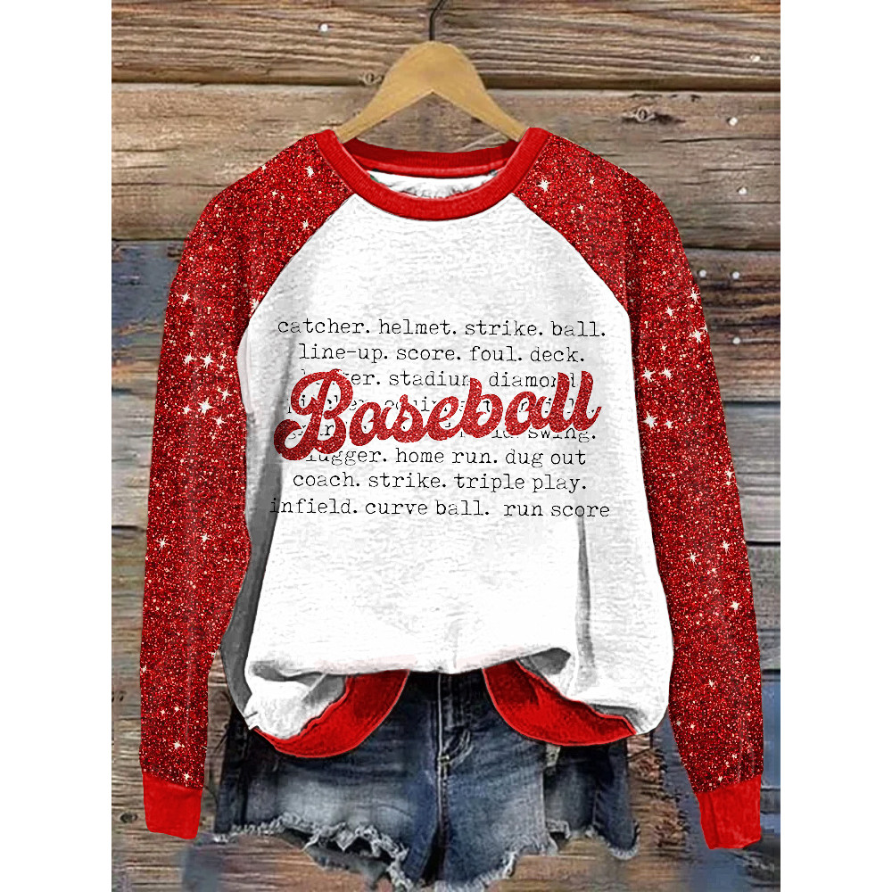 Baseball Game Day Print Casual Cozy Sweatshirt