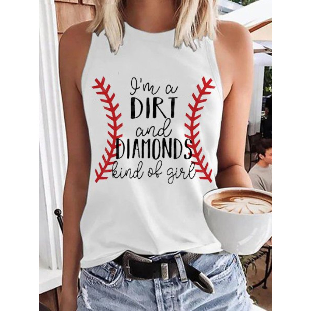 Baseball Inspired Words Graphic Tank Top