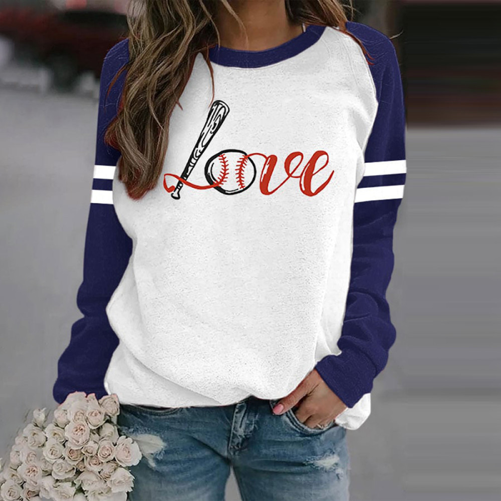 Baseball Love Print Casual Sweatshirt