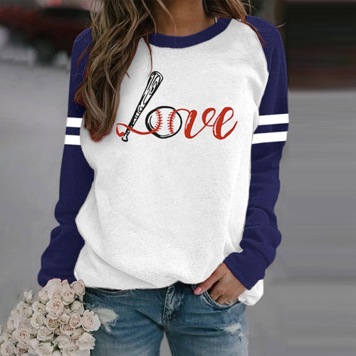 Baseball Love Print Casual Sweatshirt