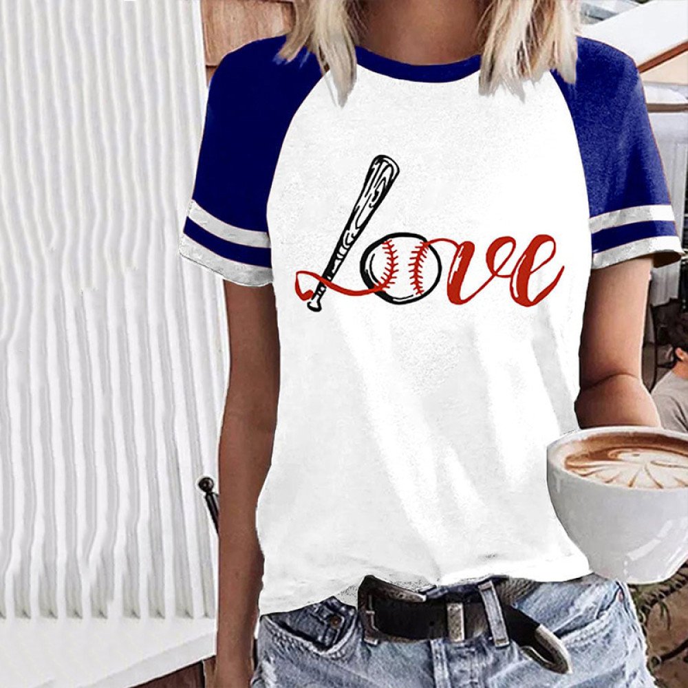 Baseball Love Print Casual T-Shirt