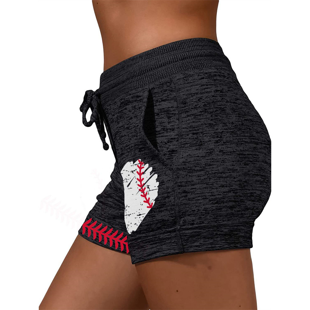 Baseball Lover Heart Print Heather Shorts