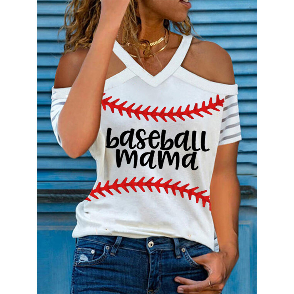 Baseball Mama Off Shoulder T Shirt
