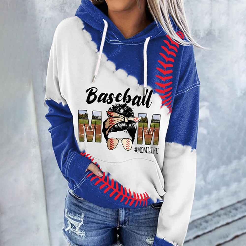 Baseball Mom Momlife Print Hoodie