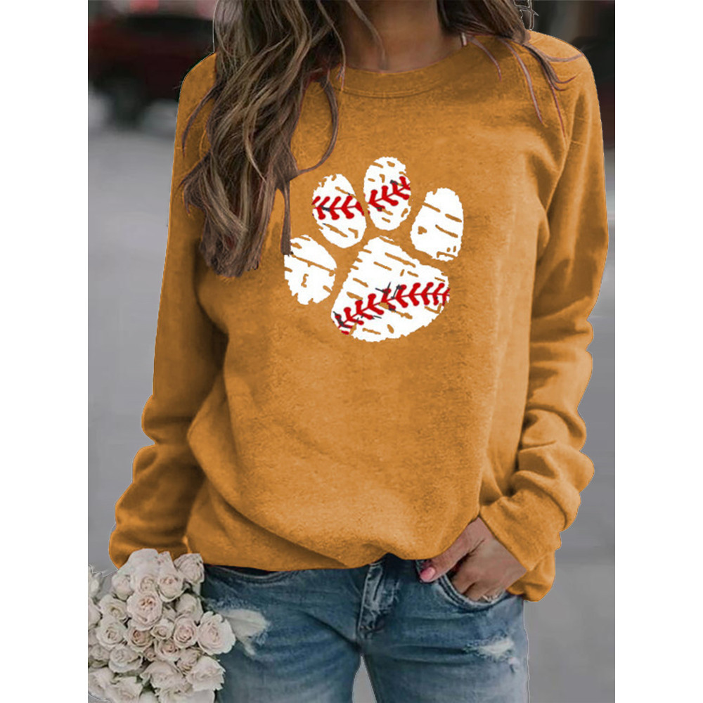 Baseball Paw Print Graphic Sweatshirt