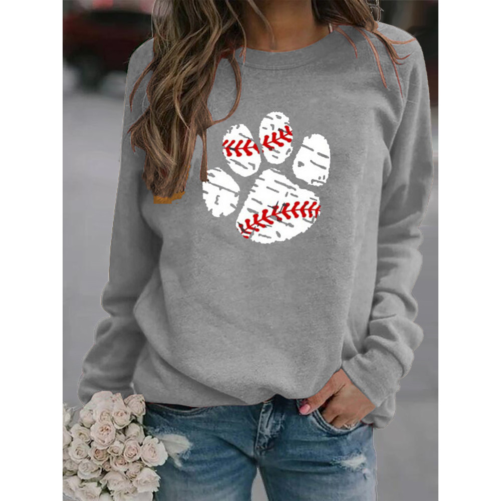 Baseball Paw Print Graphic Sweatshirt
