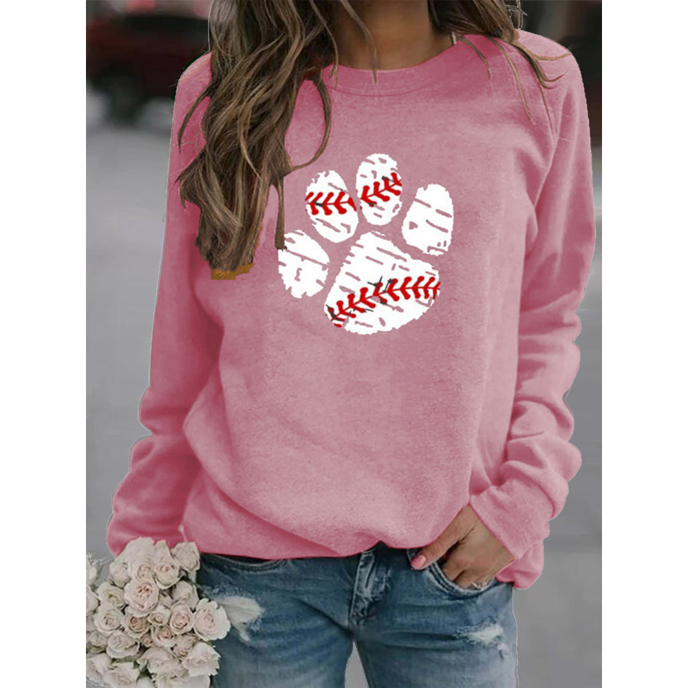 Baseball Paw Print Graphic Sweatshirt