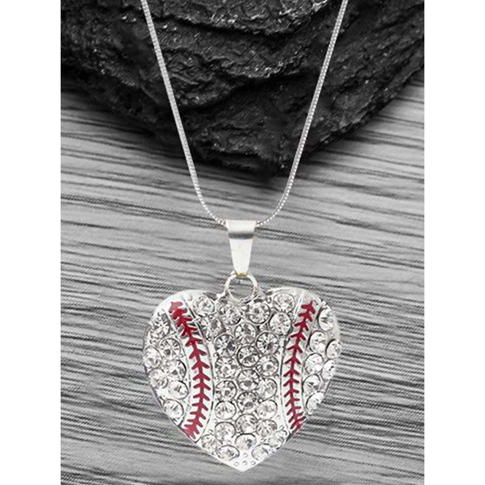 Fashion Heart Baseball Necklace
