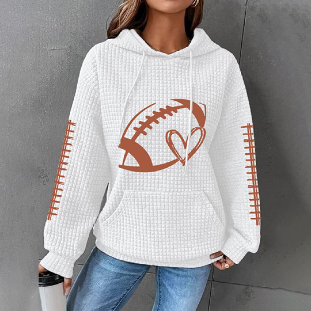 Football Lover Casual Waffle Hoodie
