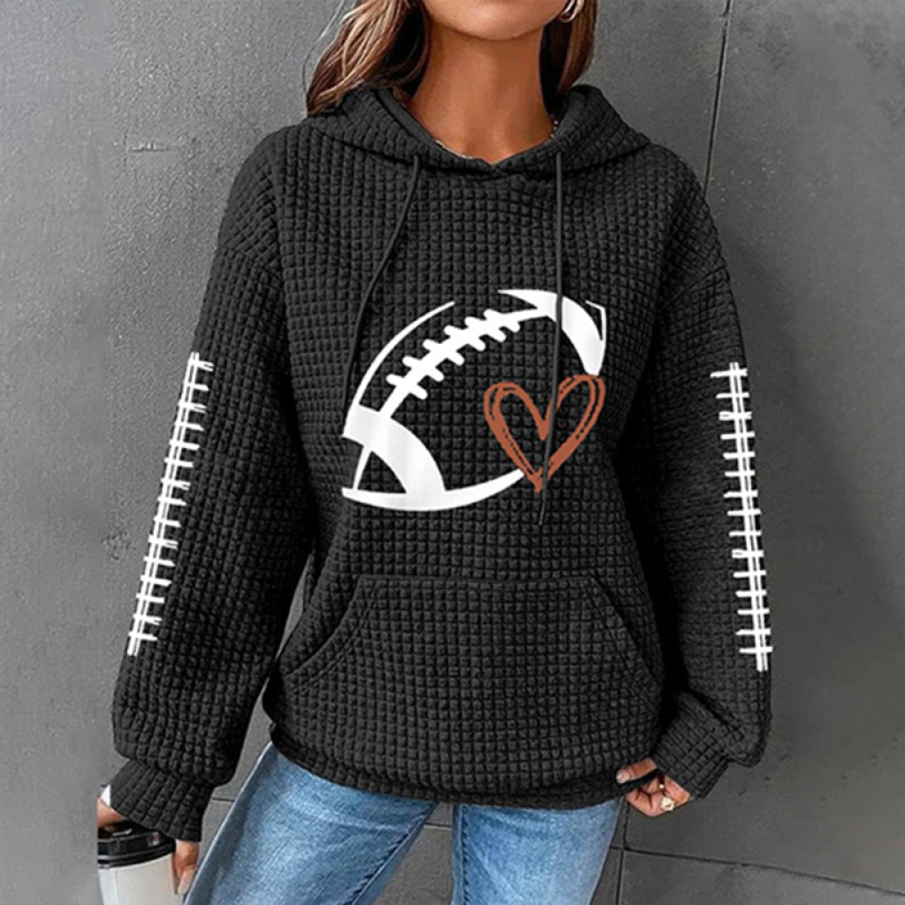 Football Lover Casual Waffle Hoodie