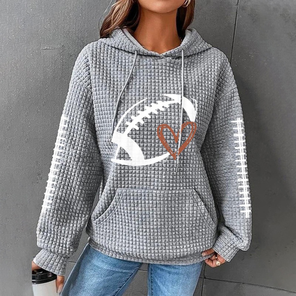 Football Lover Casual Waffle Hoodie