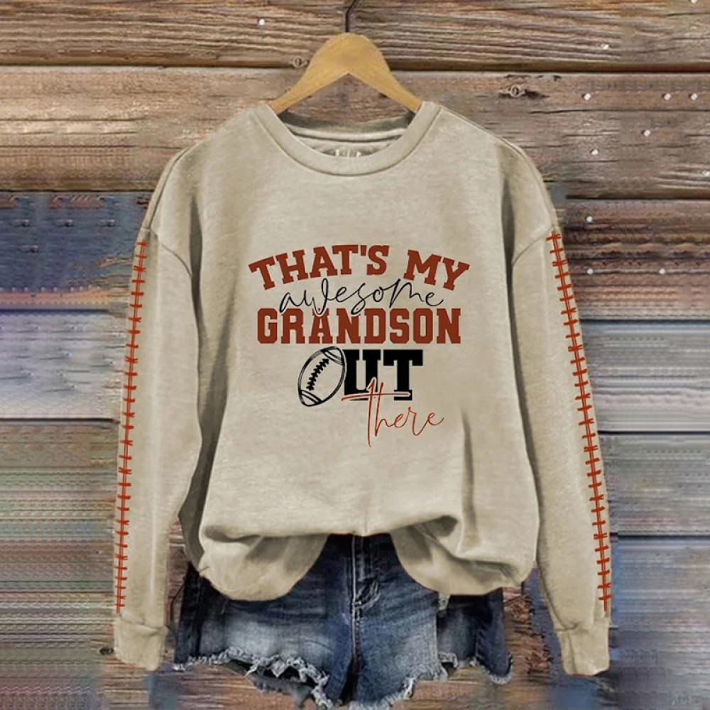 Football That's My Awesome Grandson Out There Print Sweatshirt