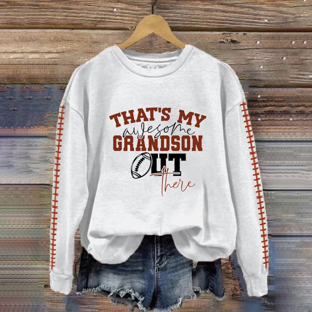 Football That's My Awesome Grandson Out There Print Sweatshirt