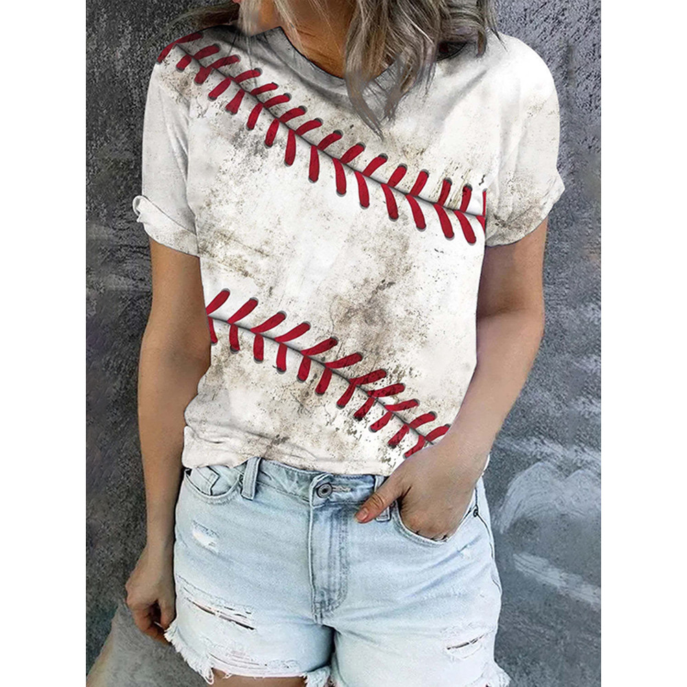 Full Baseball Print Short Sleeve T-Shirt