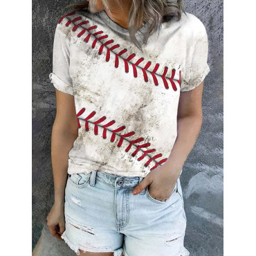 Full Baseball Print Short Sleeve T-Shirt