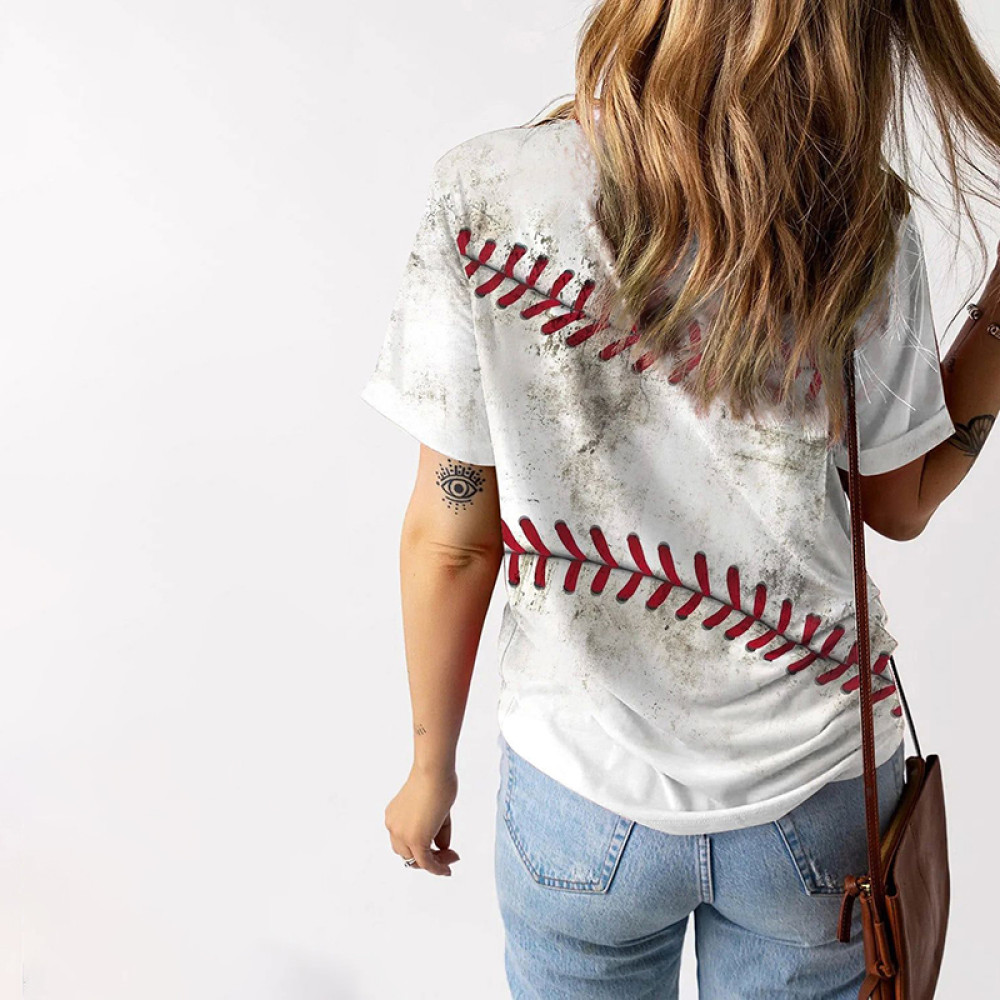 Full Baseball Print Short Sleeve T-Shirt