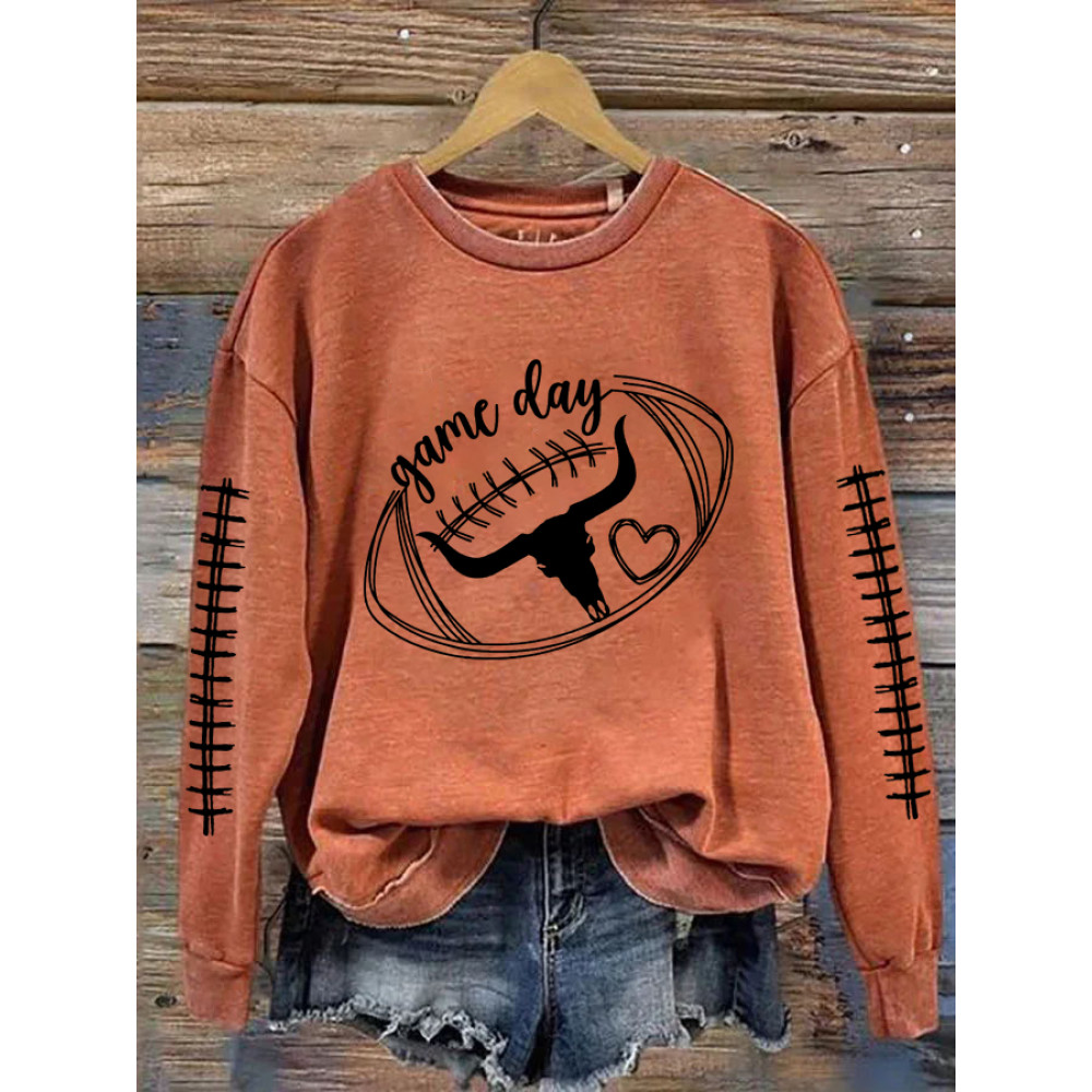 Game Day Denim Loves Football Print Sweatshirt