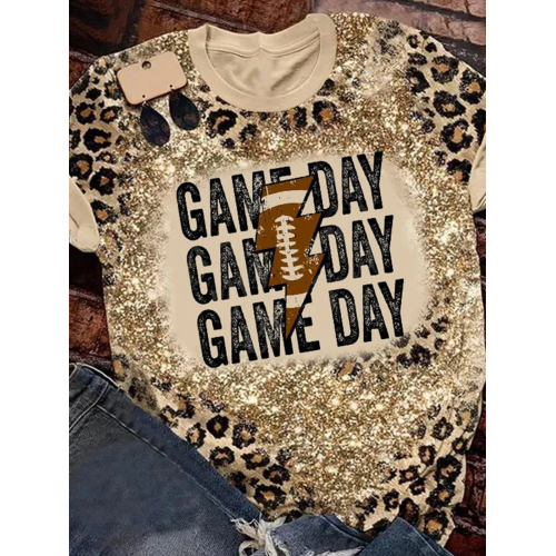 Game Day Football Bleached T-Shirt