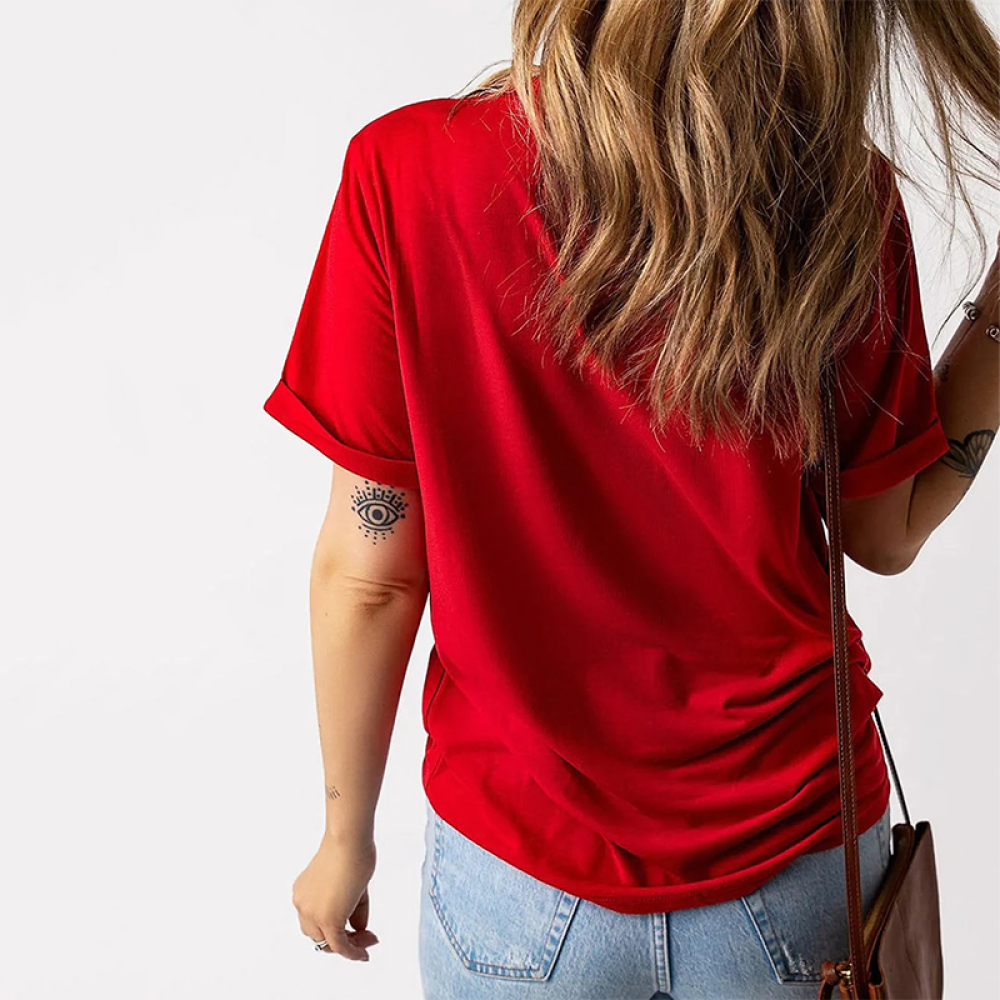 Heart Baseball Print Short Sleeve T-Shirt