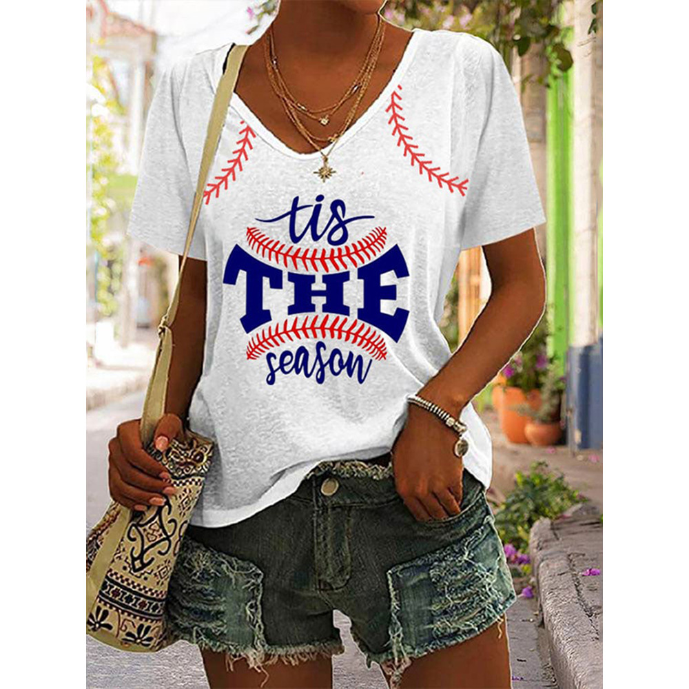 It's The Season Baseball Print T-Shirt