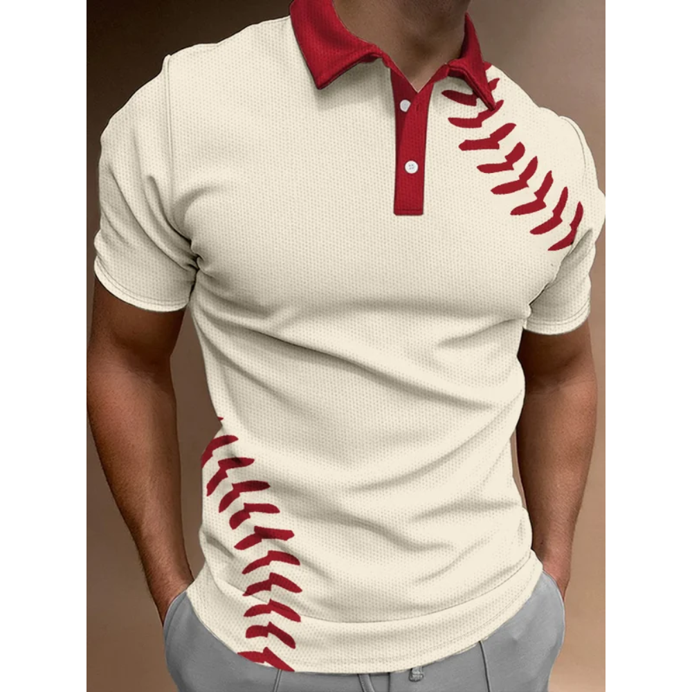 Men's Casual Baseball Print POLO Shirt