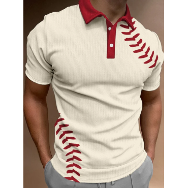 Men's Casual Baseball Print POLO Shirt
