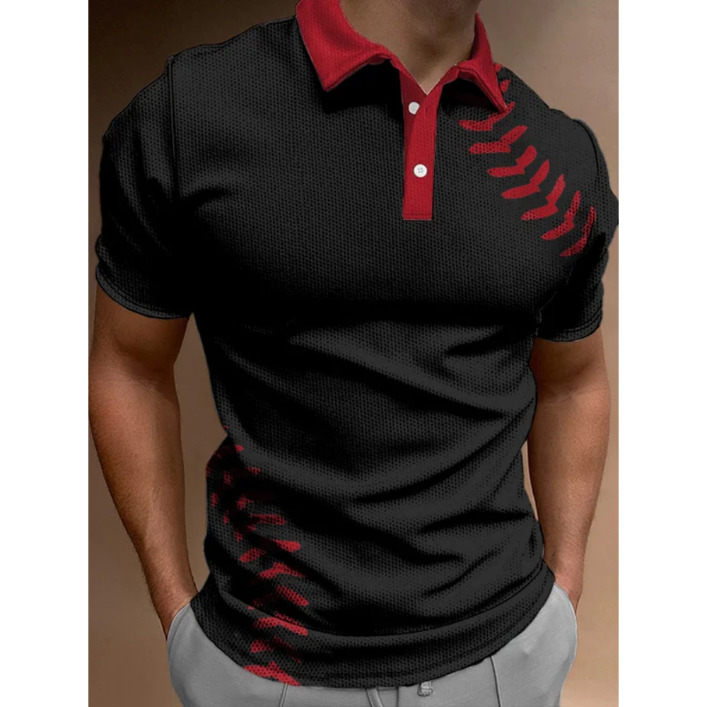 Men's Casual Baseball Print POLO Shirt