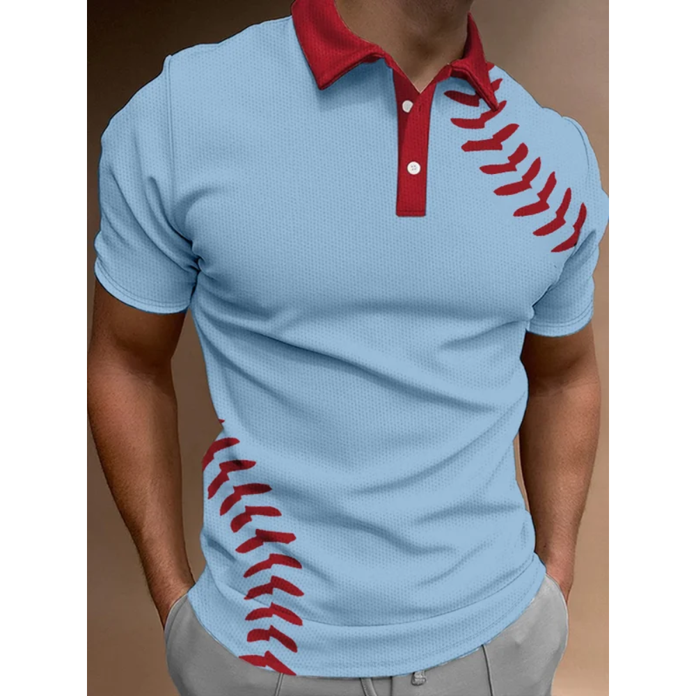 Men's Casual Baseball Print POLO Shirt