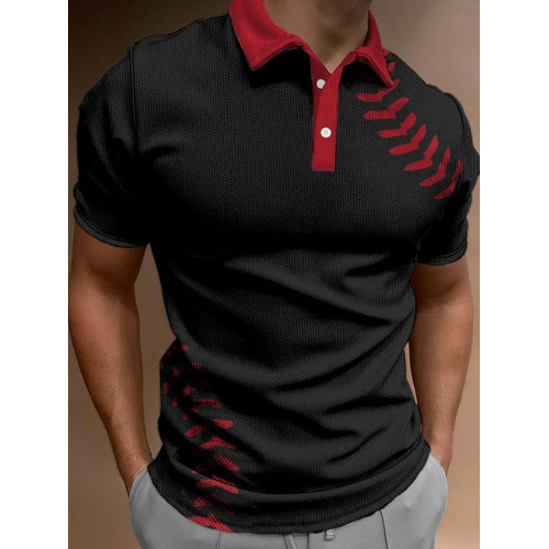 Men's Casual Baseball Print POLO Shirt
