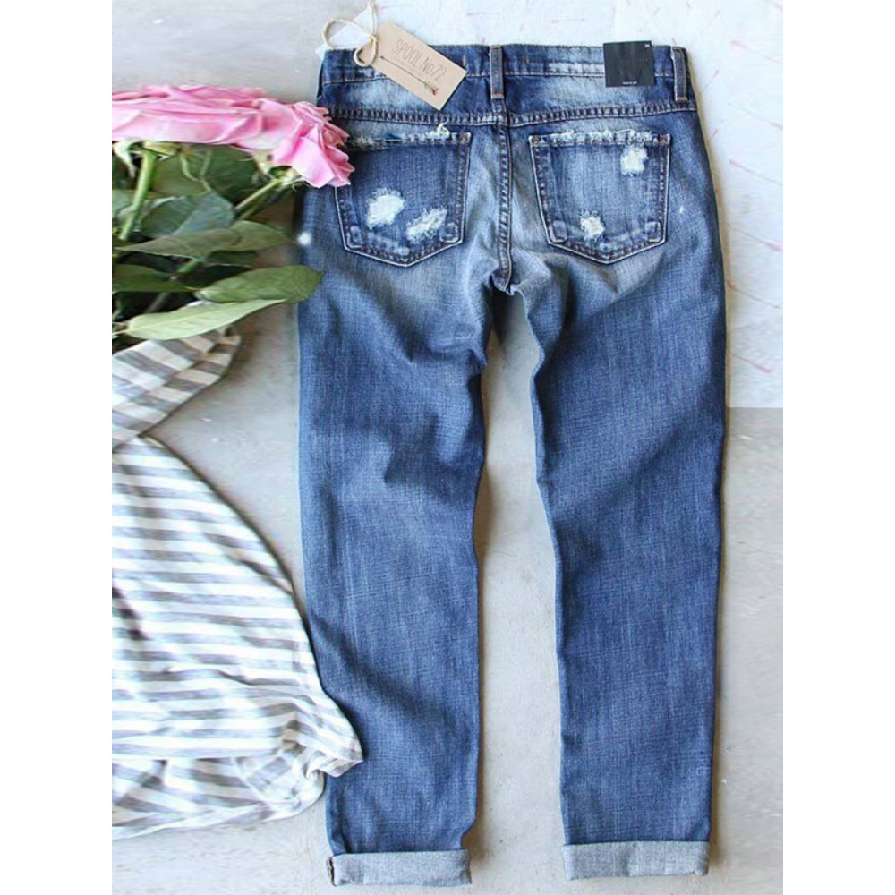 Rugby Lover Series Distressed Denim Jeans