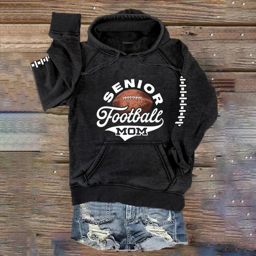 Senior Football Mom Casual Pocket Hoodie