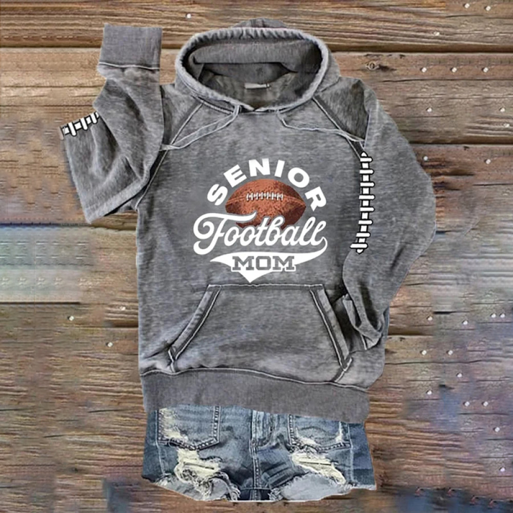 Senior Football Mom Casual Pocket Hoodie