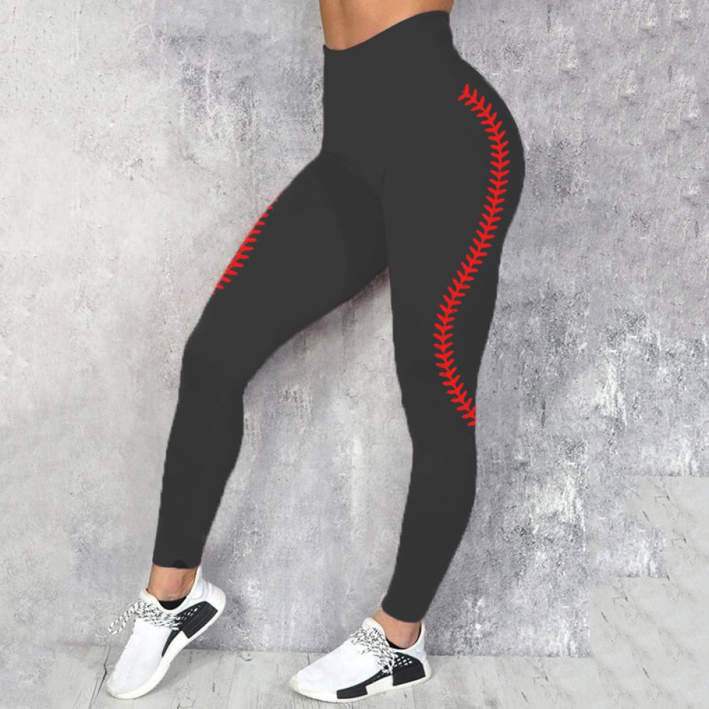 Simple Baseball Print Casual Leggings
