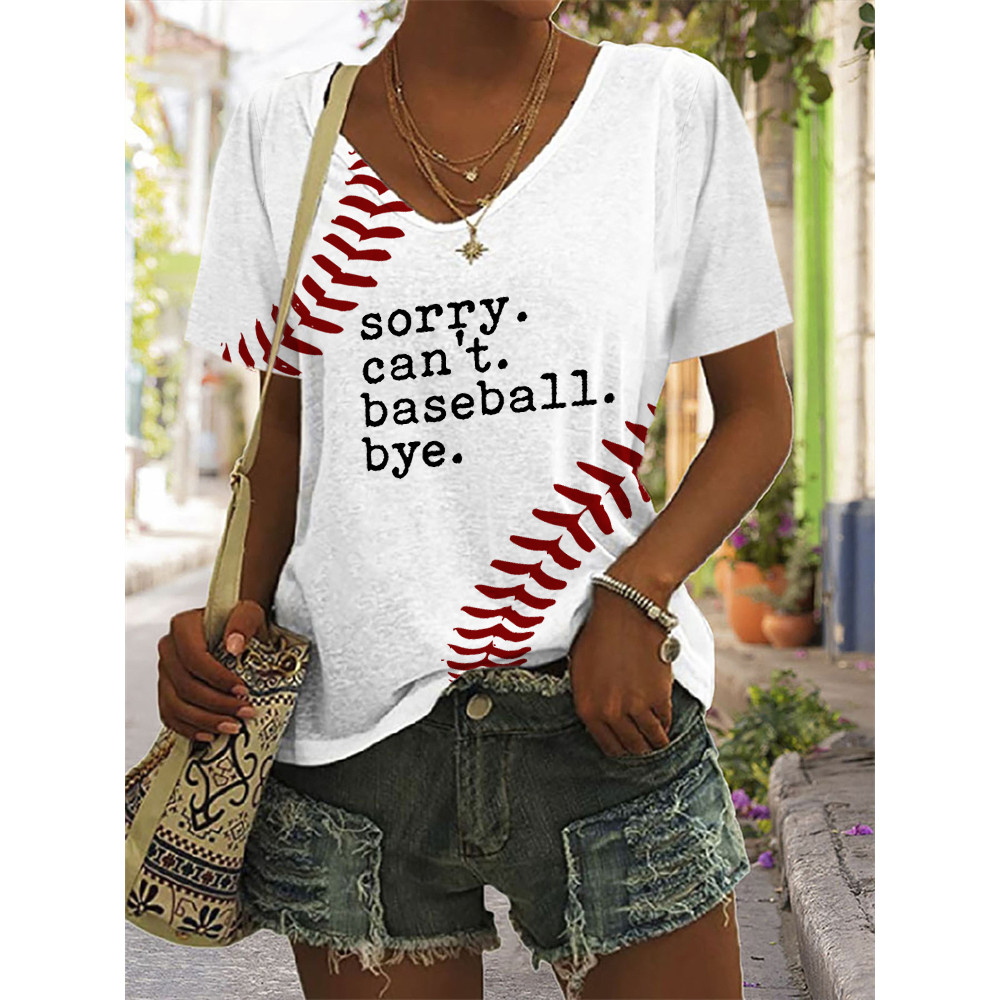 Sorry Can't Baseball Bye V Neck T Shirt