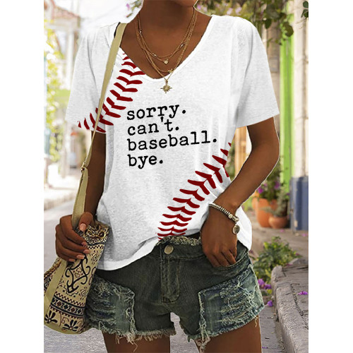 Sorry Can't Baseball Bye V Neck T Shirt