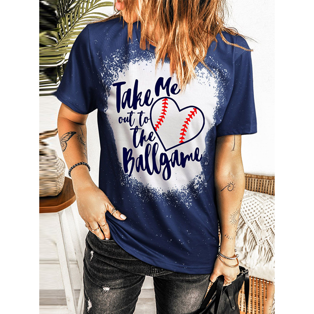 Take Me Out To The Baseball Tie Dye Print Short Sleeve T-Shirt
