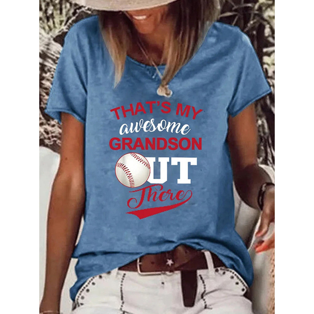 That's My Awesome Grandson Out There Raw Hem T-Shirt