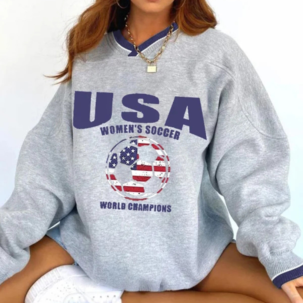 USA Women Soccer Printed Loose Sweatshirt