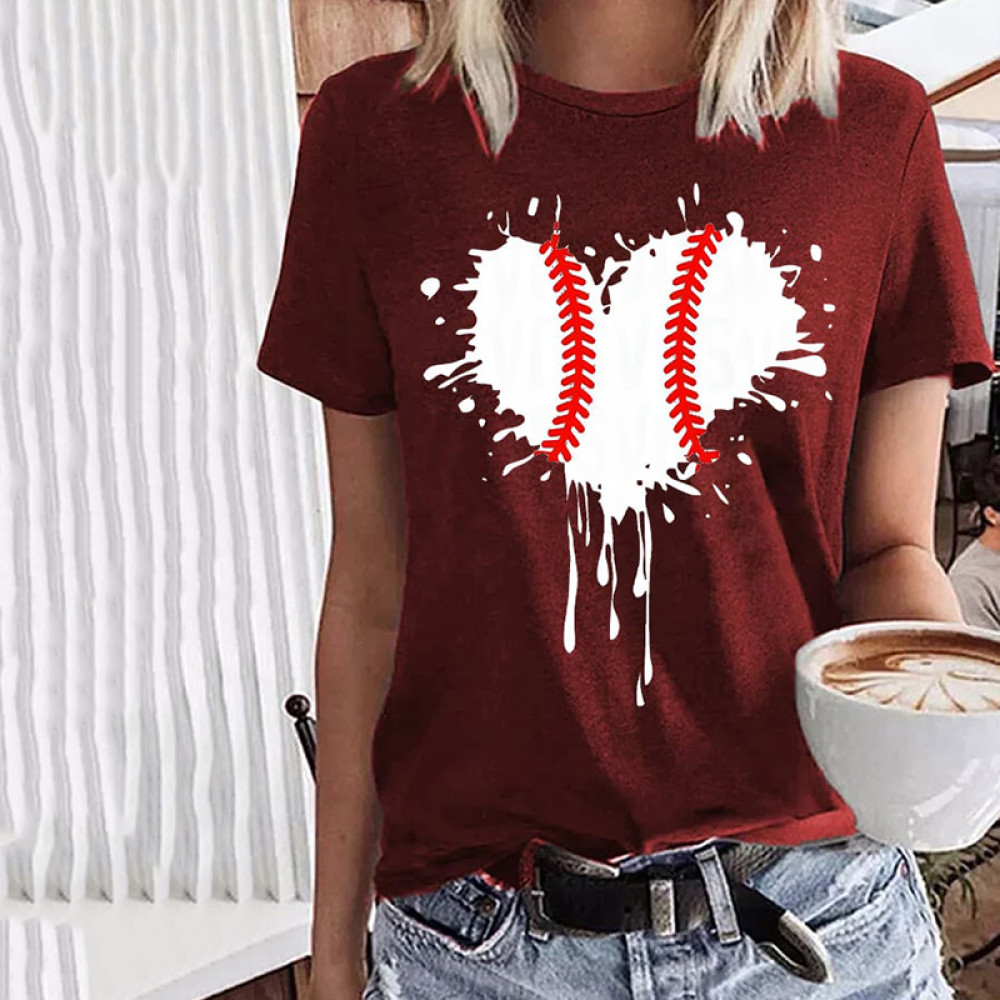 Women'S Baseball Love Print Crew Neck T-Shirt